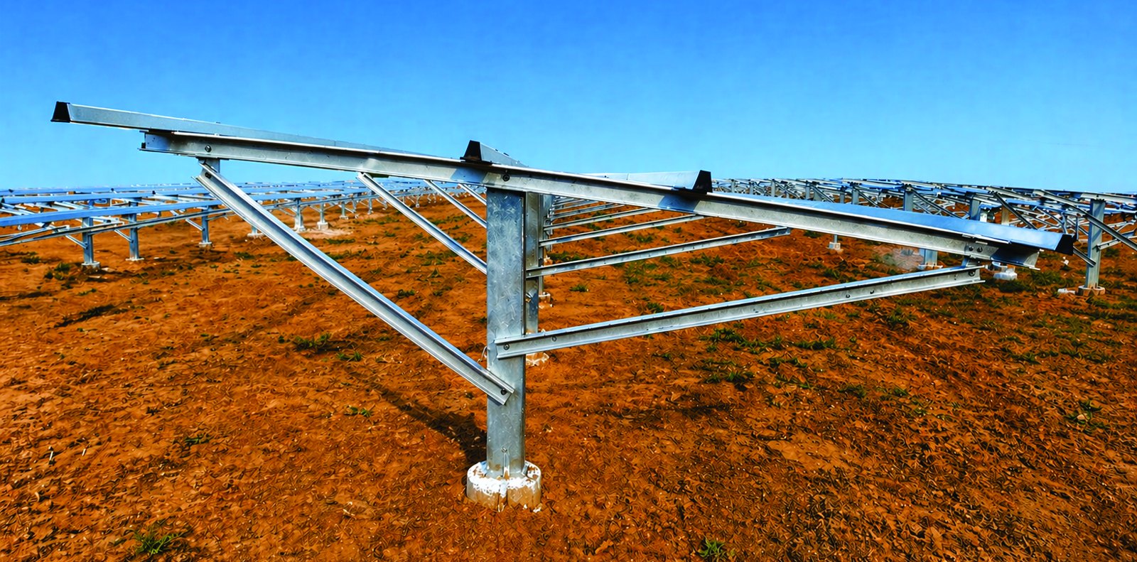 Galvanized steel ground-mounted solar mounting structure